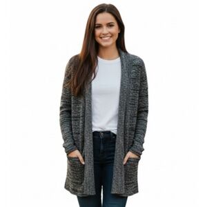 WHITE STAG Open Knit Cardigan with Pockets, Juniors XXL/2X (20), Gray